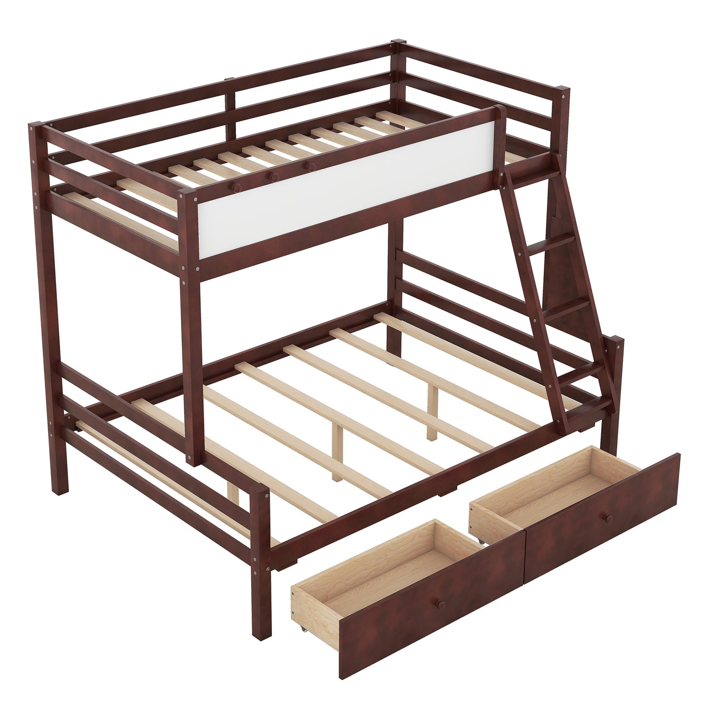 Espresso Twin over Full Bunk Bed with Whiteboard, Storage, and Safety Features