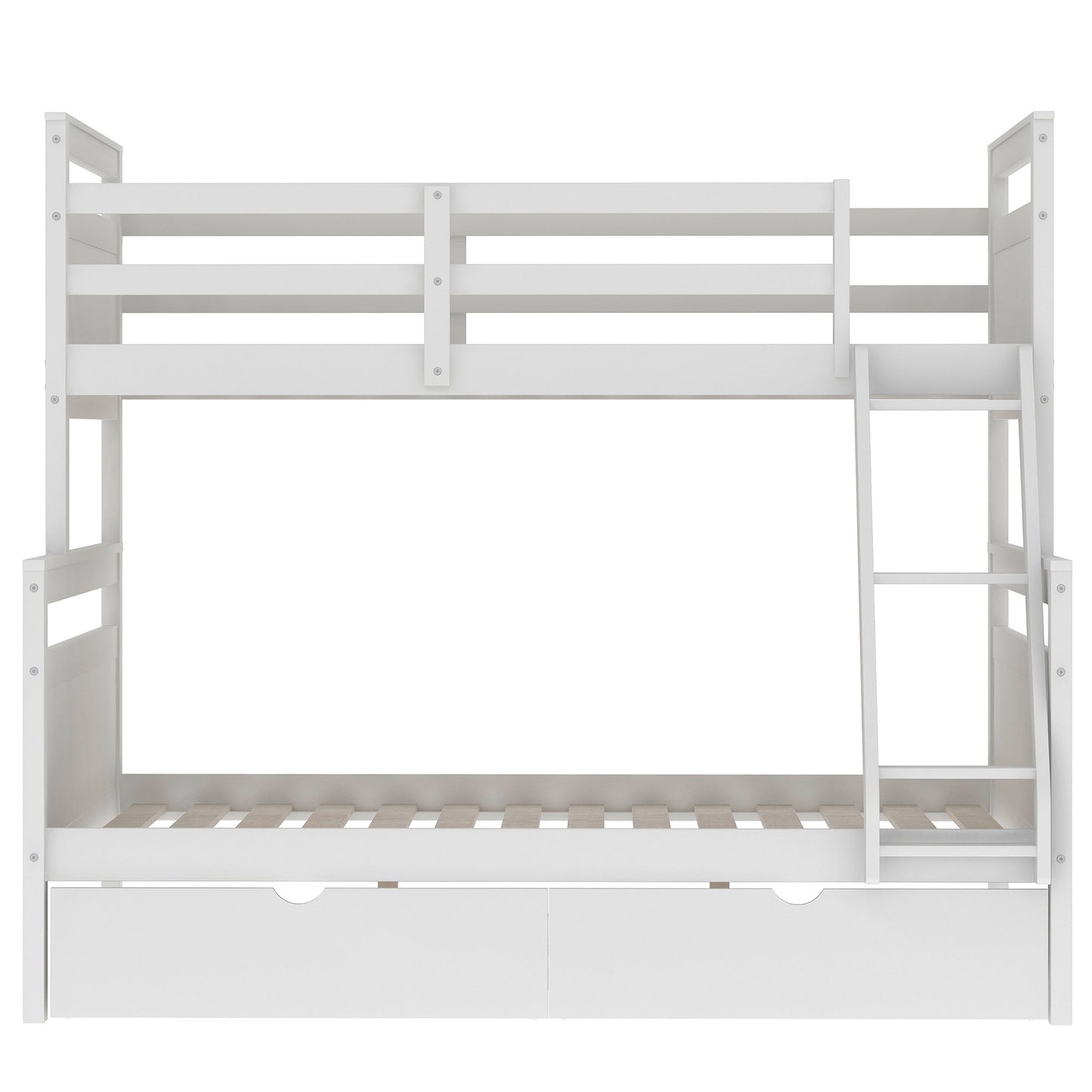 Twin over Full Bunk Bed with Under-Bed Storage Drawers and Safety Features