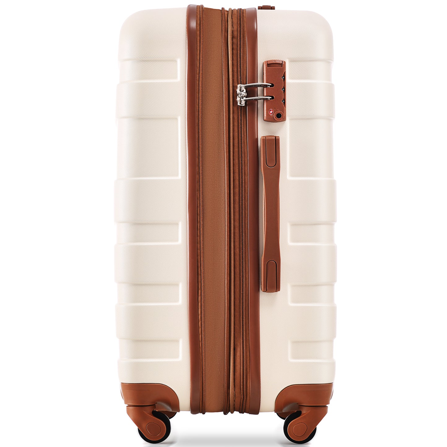 Luggage Sets New Model Expandable ABS Hardshell 3pcs Clearance Luggage Hardside Lightweight Durable Suitcase sets Spinner Wheels Suitcase with TSA Lock 20''24''28''(ivory and brown)