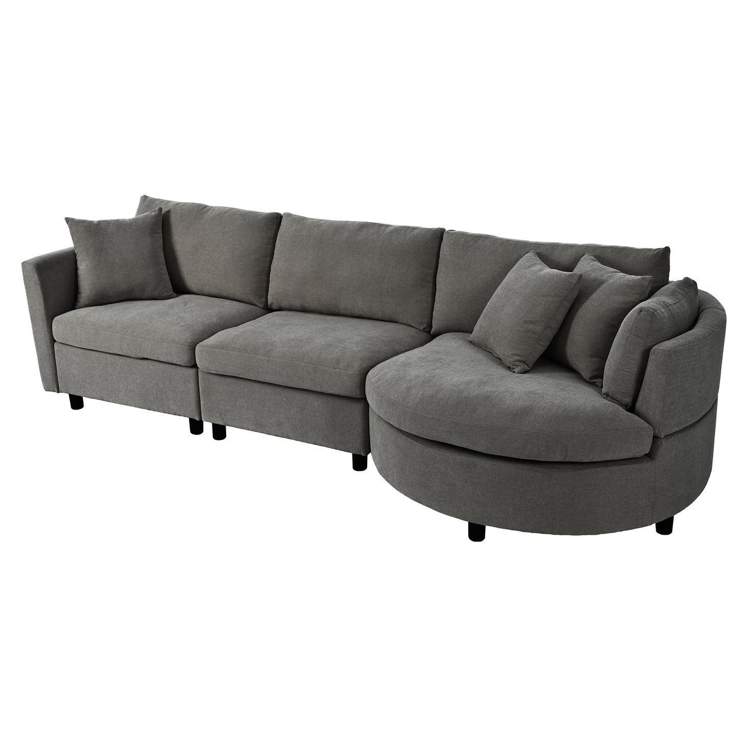 U_STYLE Three Indoor Cushioned Combination Sofas with Three Pillows and Curved Seat, for Living Room, Study Room, and Apartment