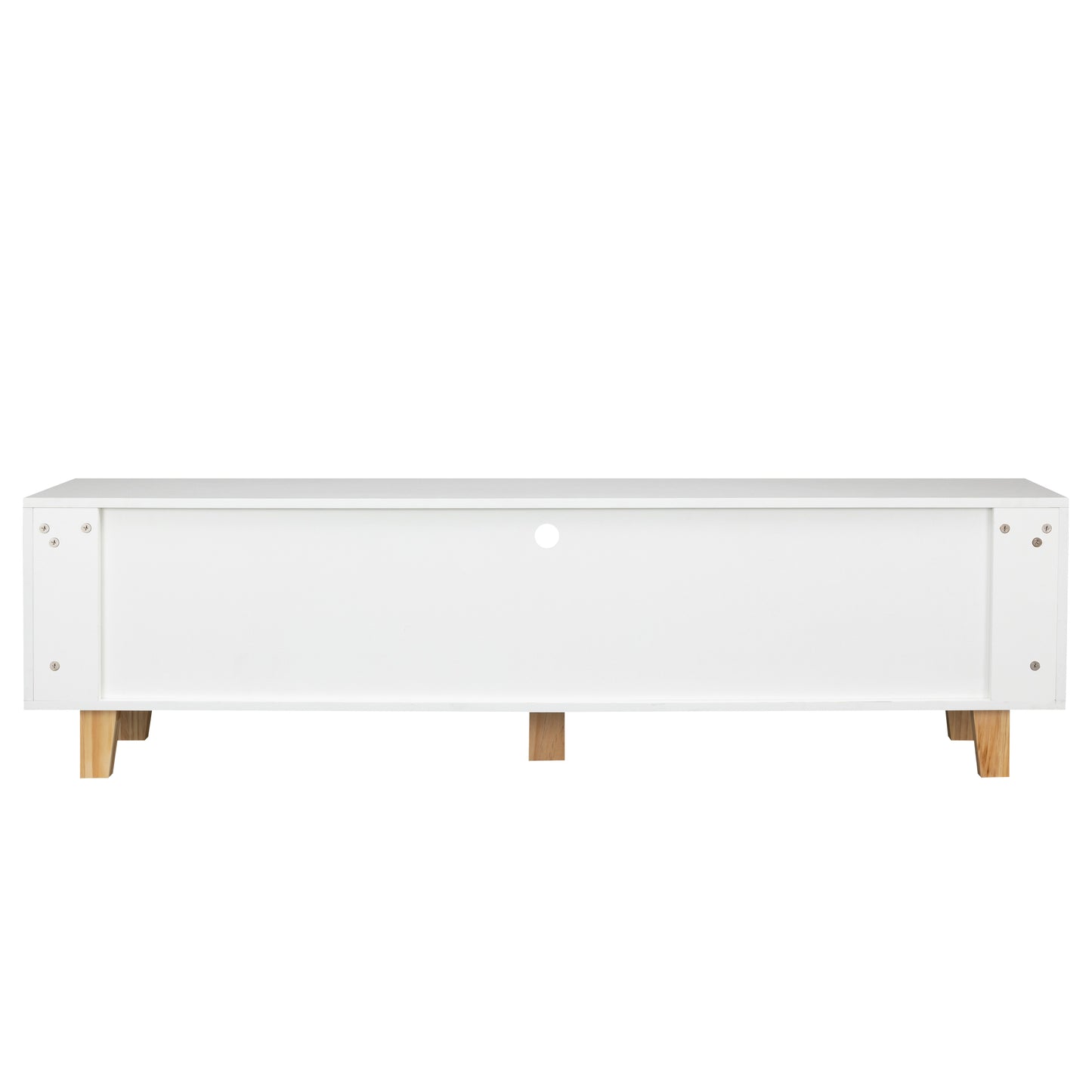 White Entertainment Stand with LED Light, Sliding Door, and Storage Drawers