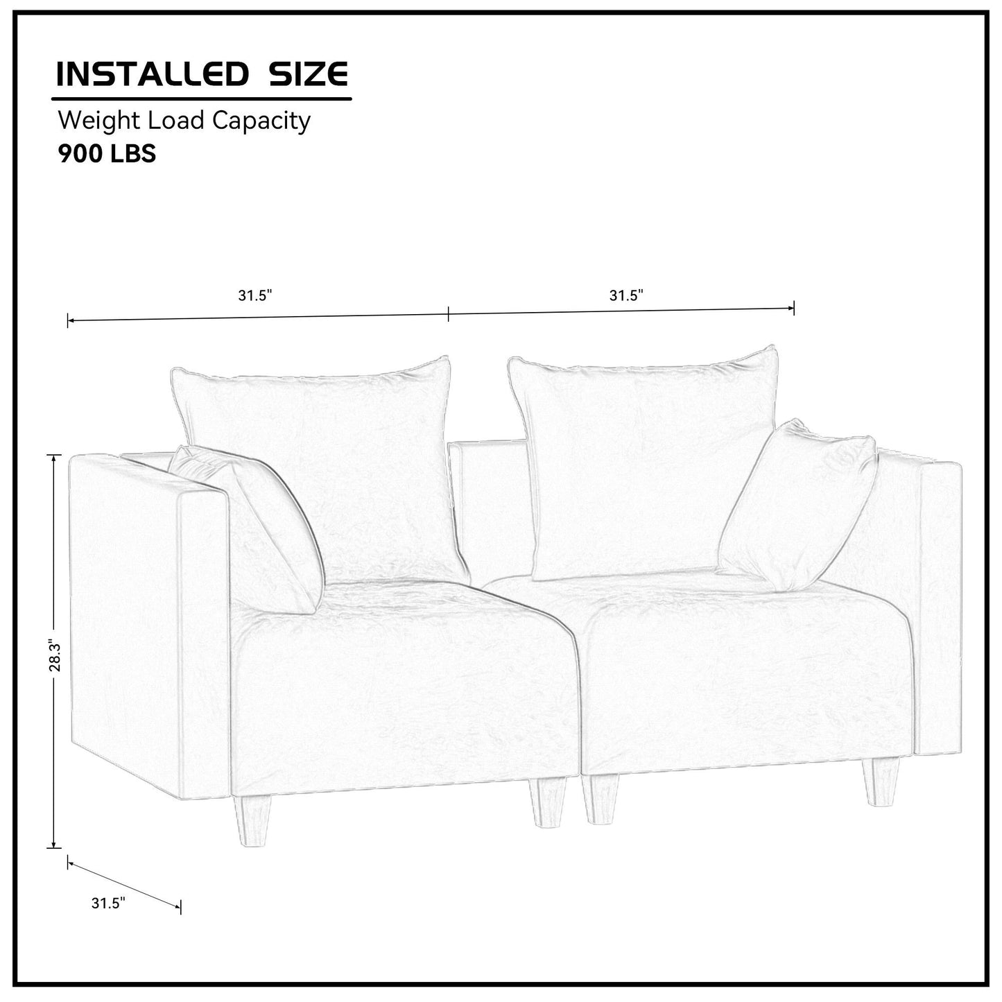 Sectional Sofa, Velvet Square Arm Sofa for bedroom, livingroom