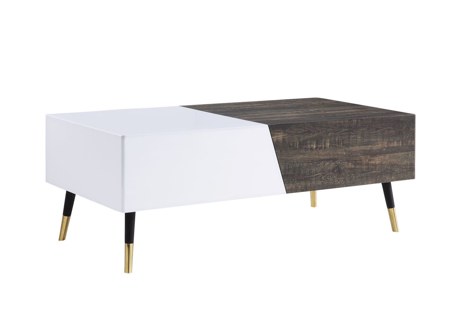 Orion Coffee Table in White High Gloss & Rustic Oak