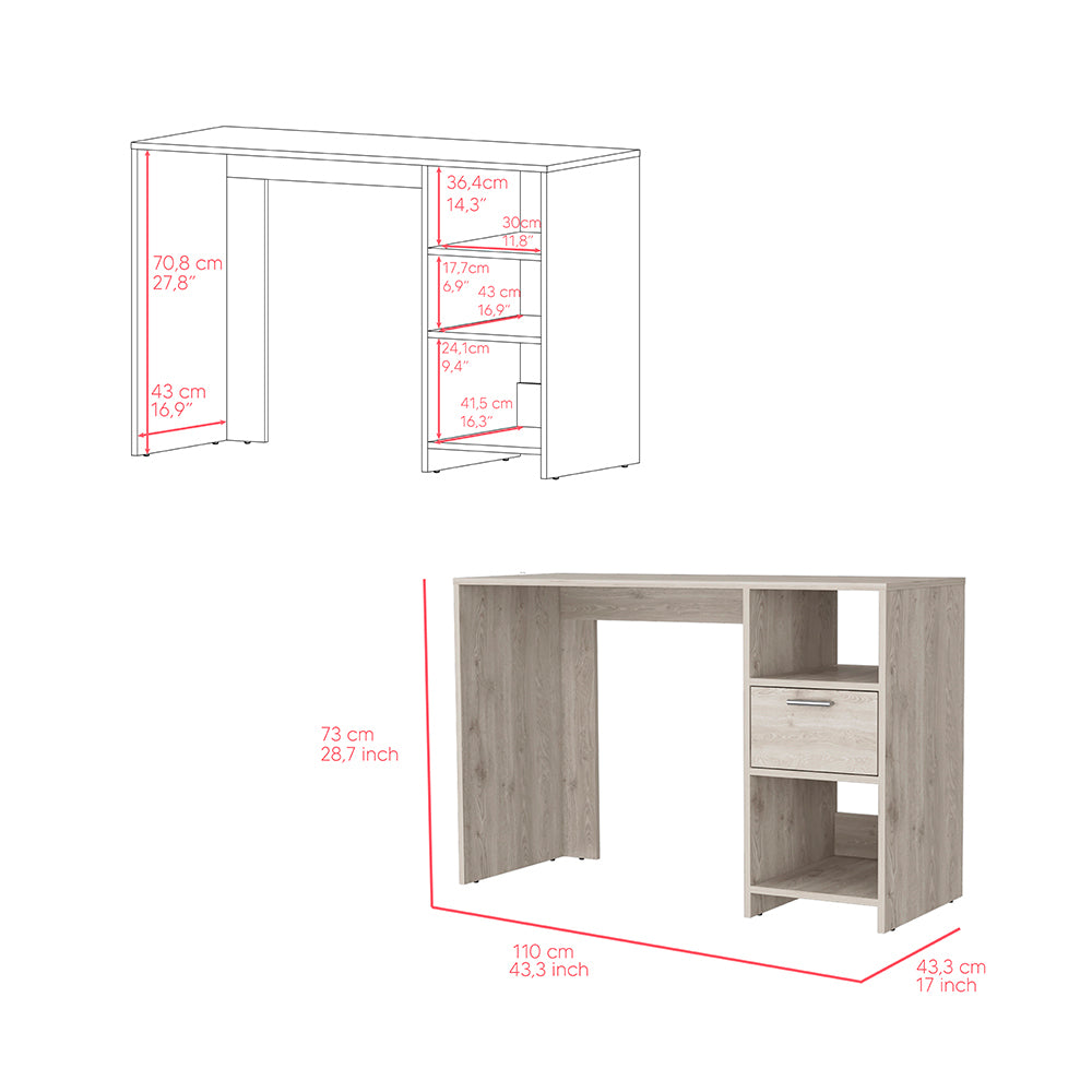 Odessa Computer Desk with Drawer and Storage Cabinets in Light Gray - Stylish and Functional Workstation