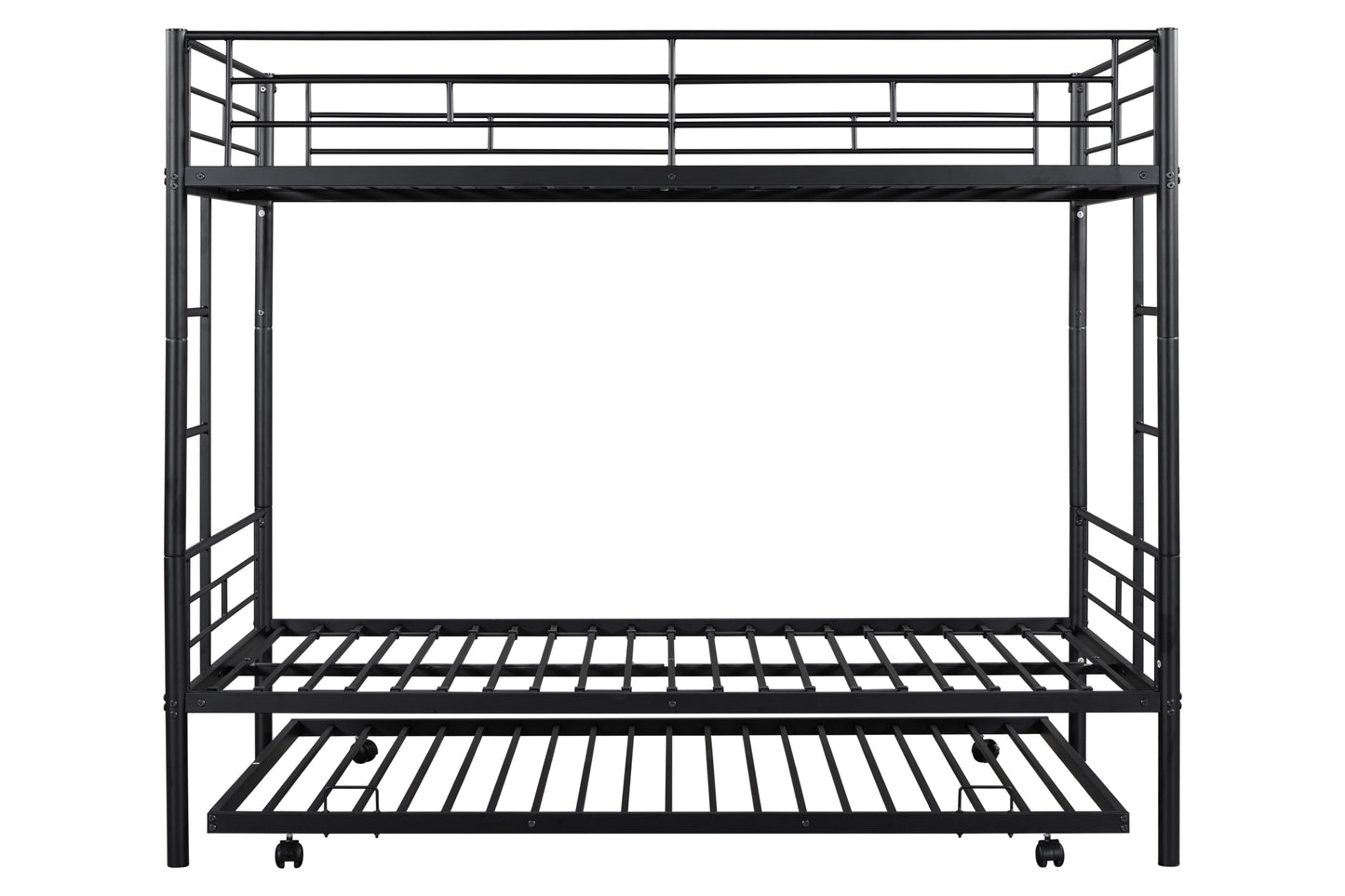 Metal Twin Bunk Bed with Trundle - Durable, Safe, and Quiet Sleep Haven