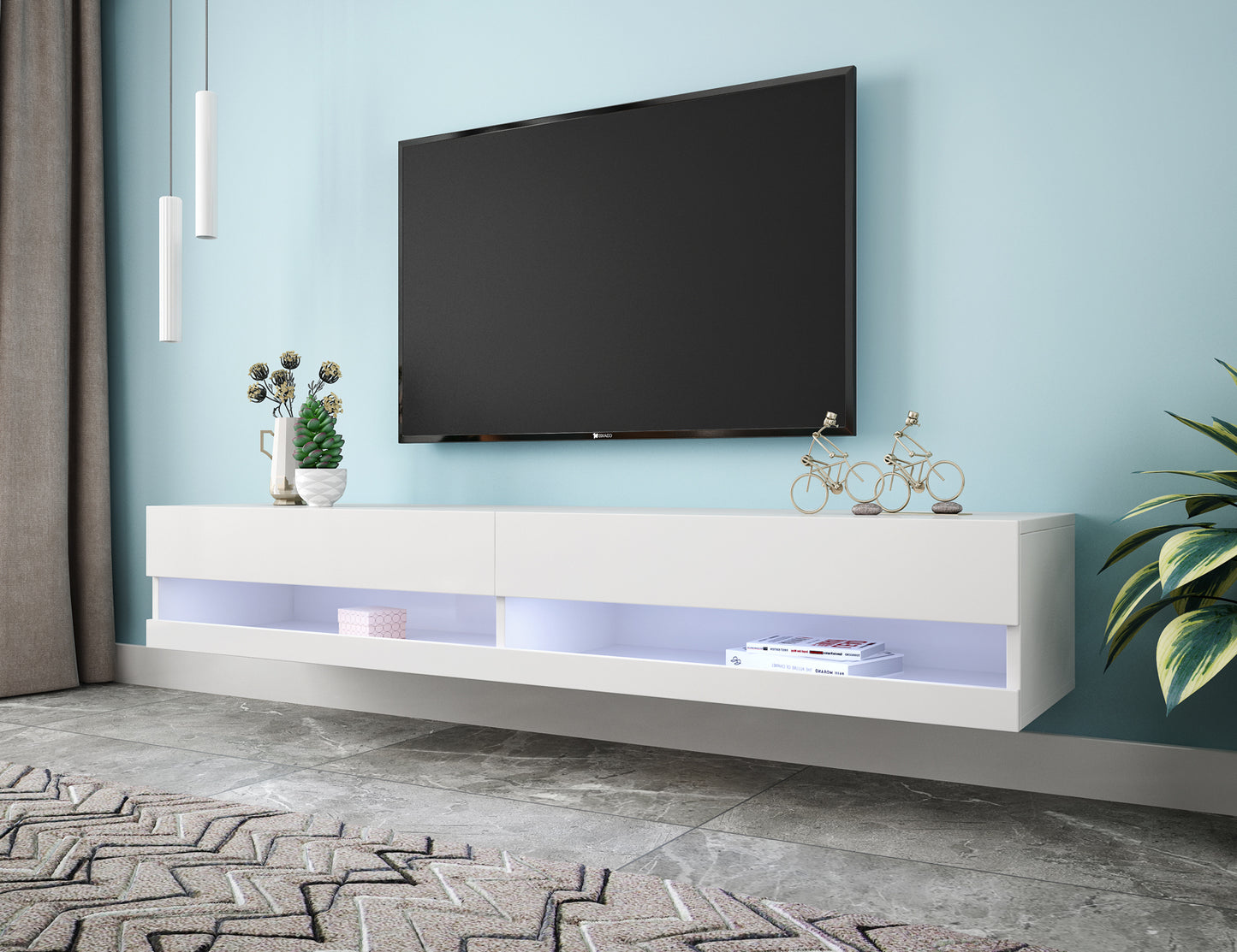 180 White LED Wall Mounted TV Stand with 20 Color Options