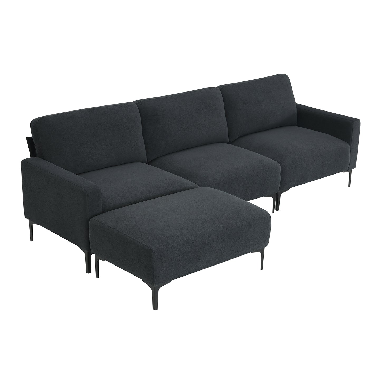 Modern L-shaped Sectional Sofa with Convertible Ottoman for Living Spaces