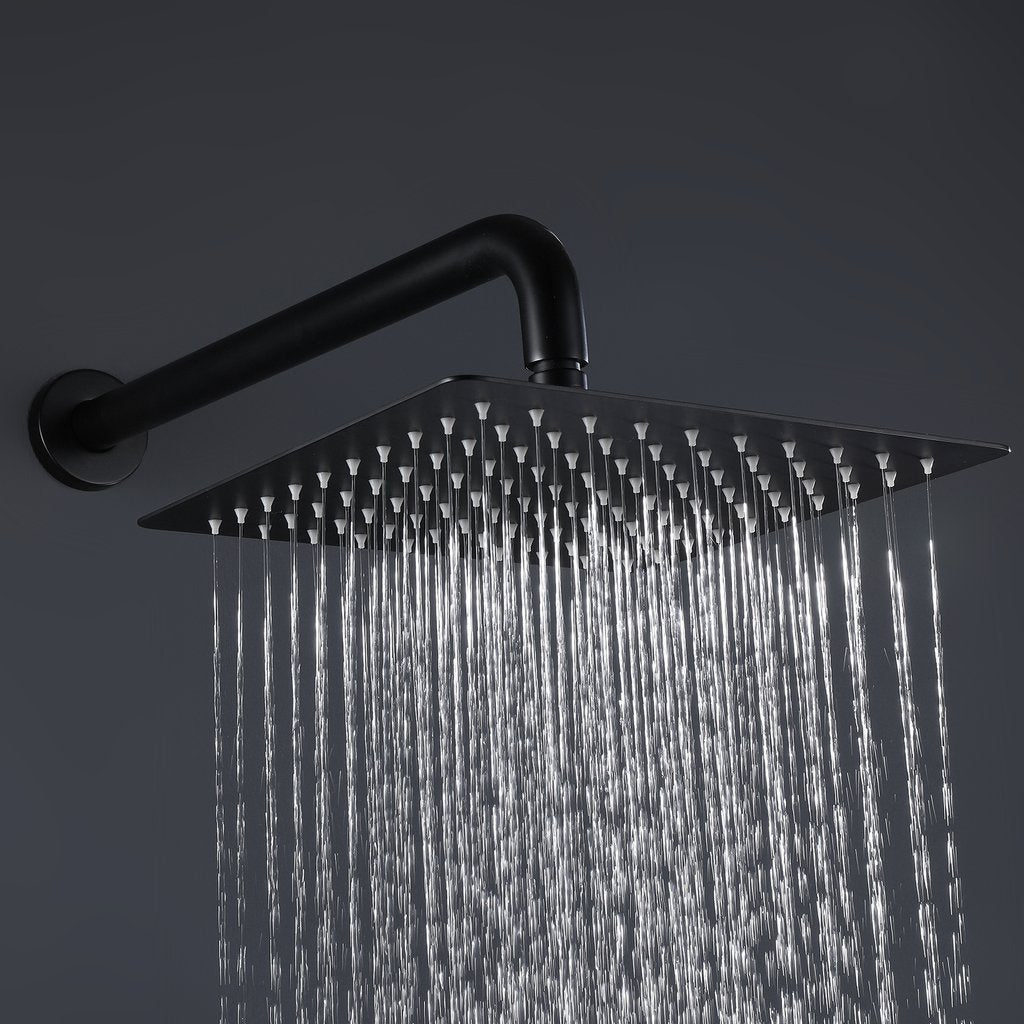 Luxurious Matte Black Rainfall Shower Fixture Set with Dual Shower Head System