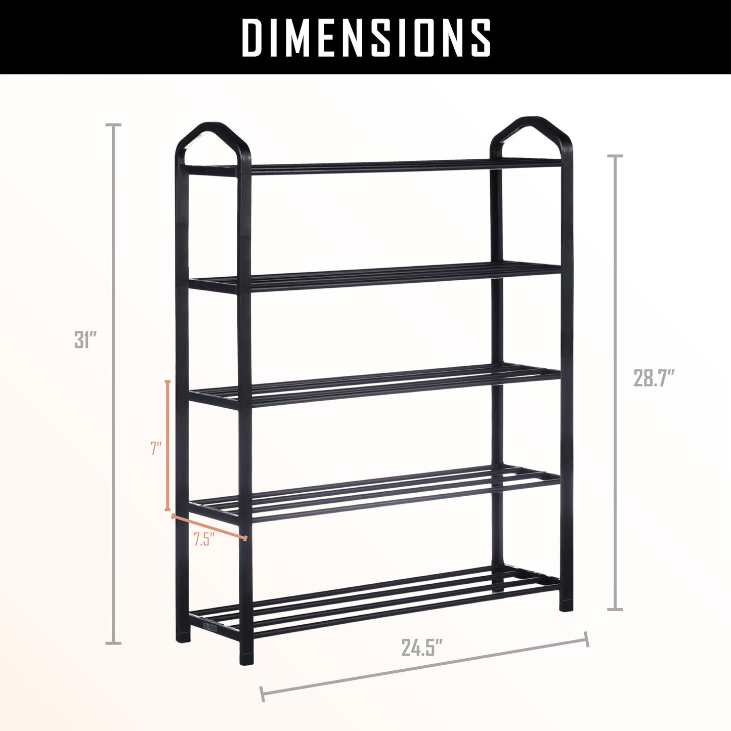 5-Tier Stackable Shoe Rack, 15-Pairs Sturdy Shoe Shelf Storage , Black Shoe Tower for Bedroom, Entryway, Hallway, and Closet