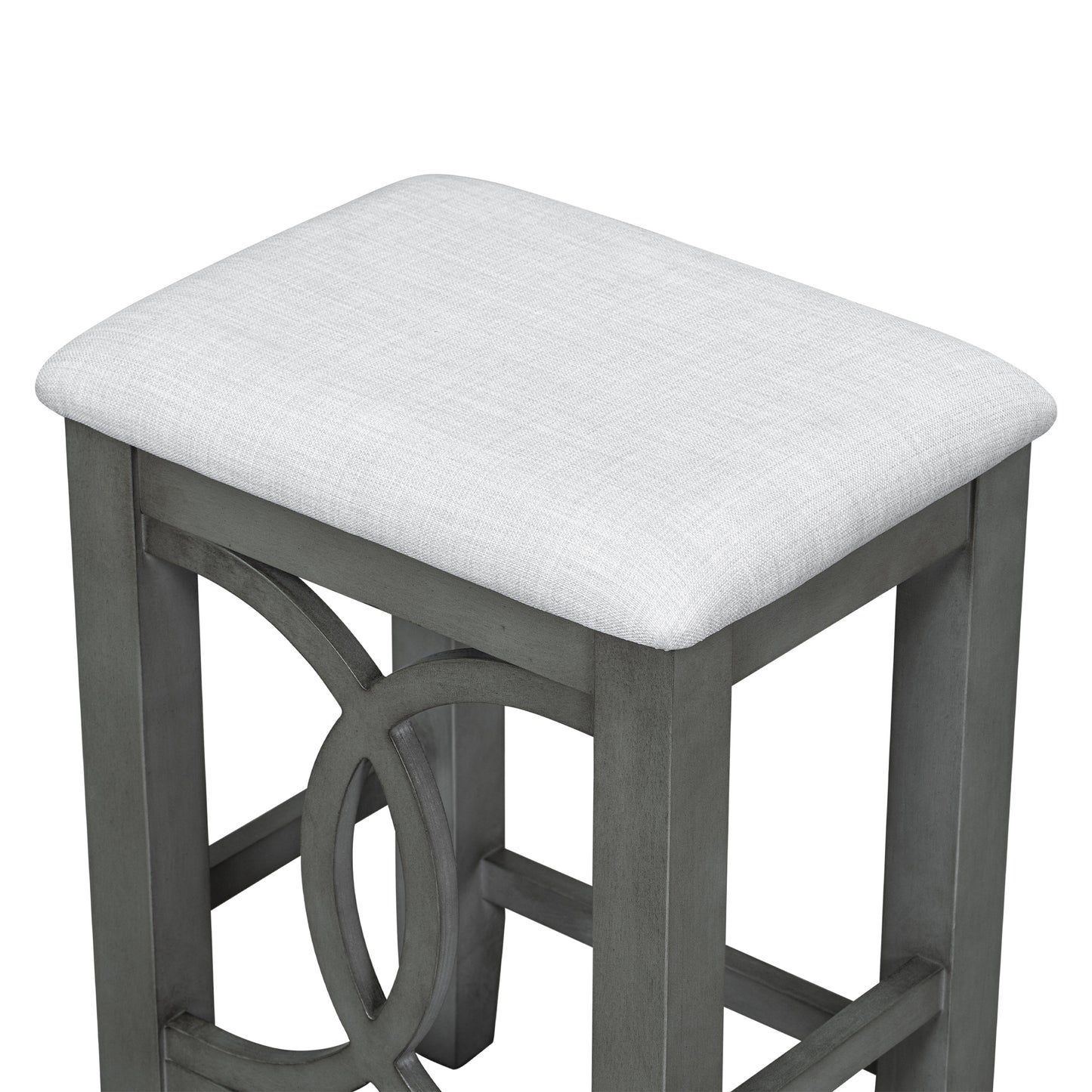 Farmhouse 3-Piece Counter Height Dining Table Set with USB Port and Upholstered Stools,Gray