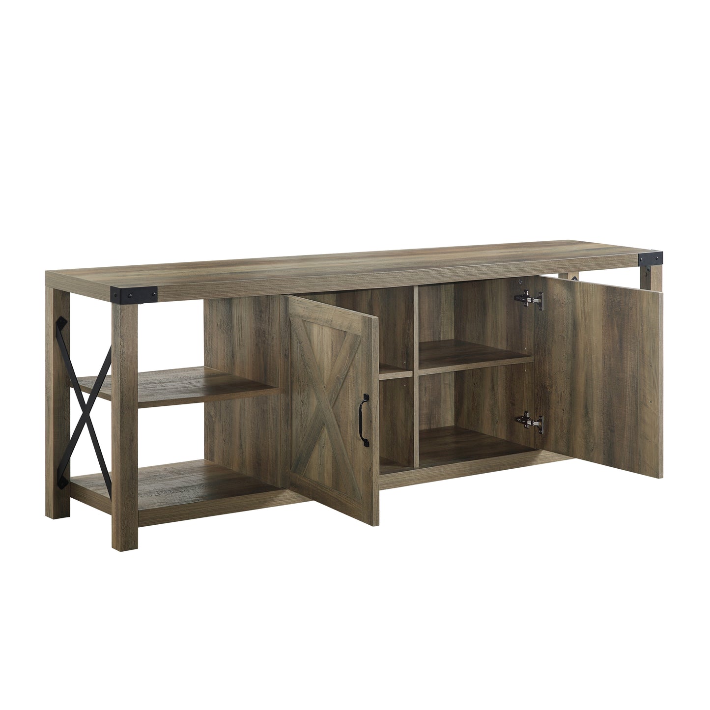 Abiram Rustic Oak TV Stand with Solid Wood Construction LV01000