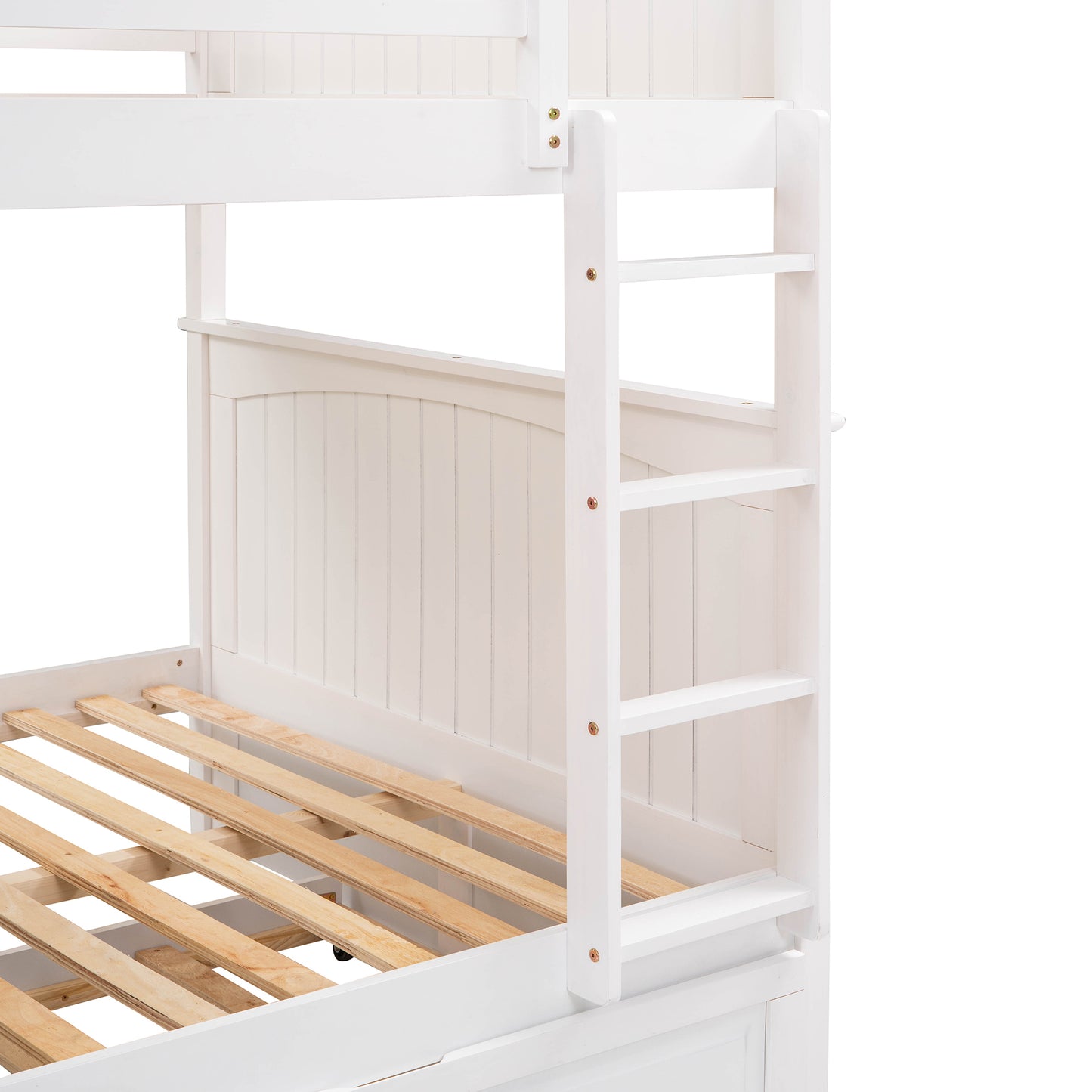 White Full Bunk Bed with Twin Trundle for Maximum Space Saving