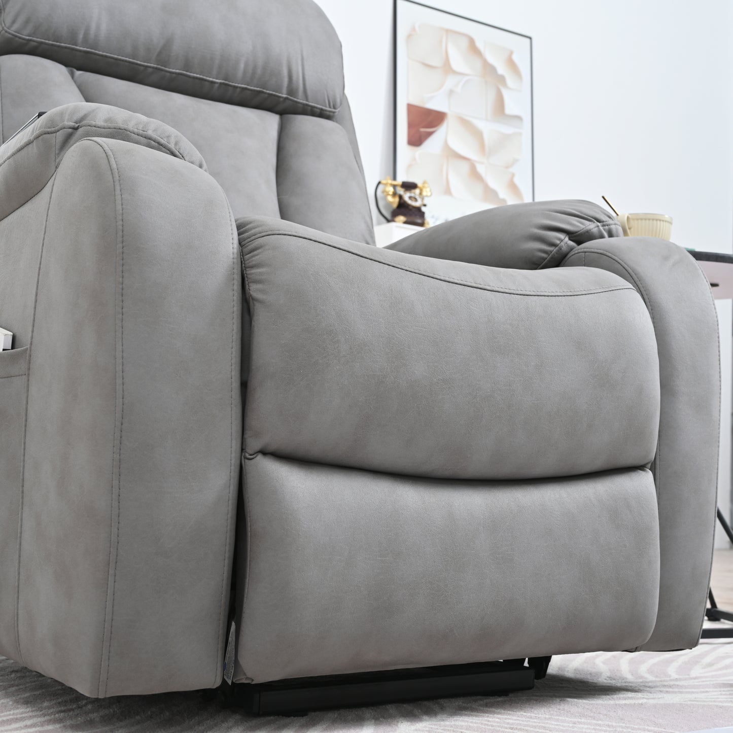 Elderly-Friendly Light Gray Electric Power Lift Recliner Chair