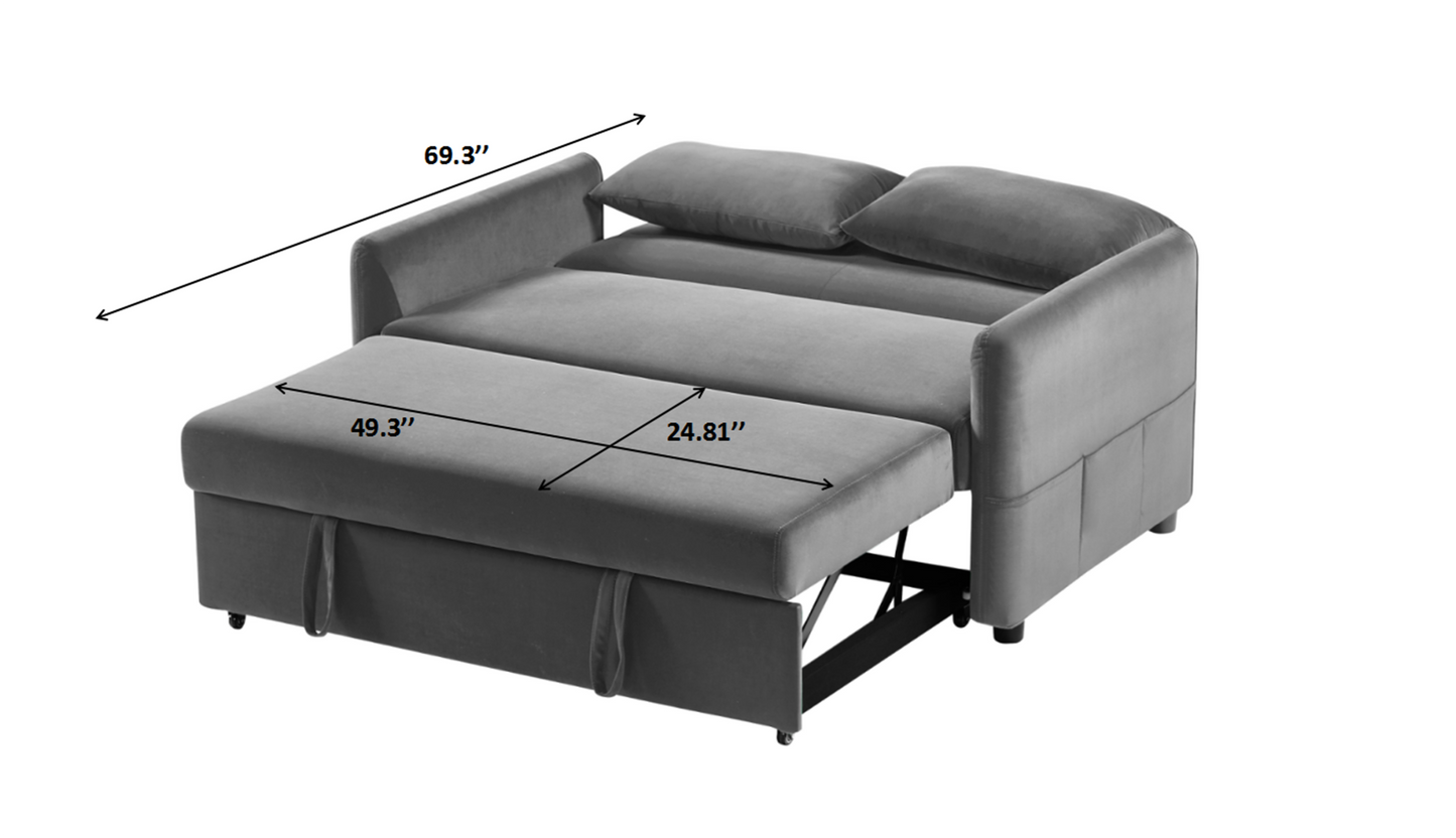 Convertible Dark Gray Sofa Bed with Adjustable Backrest