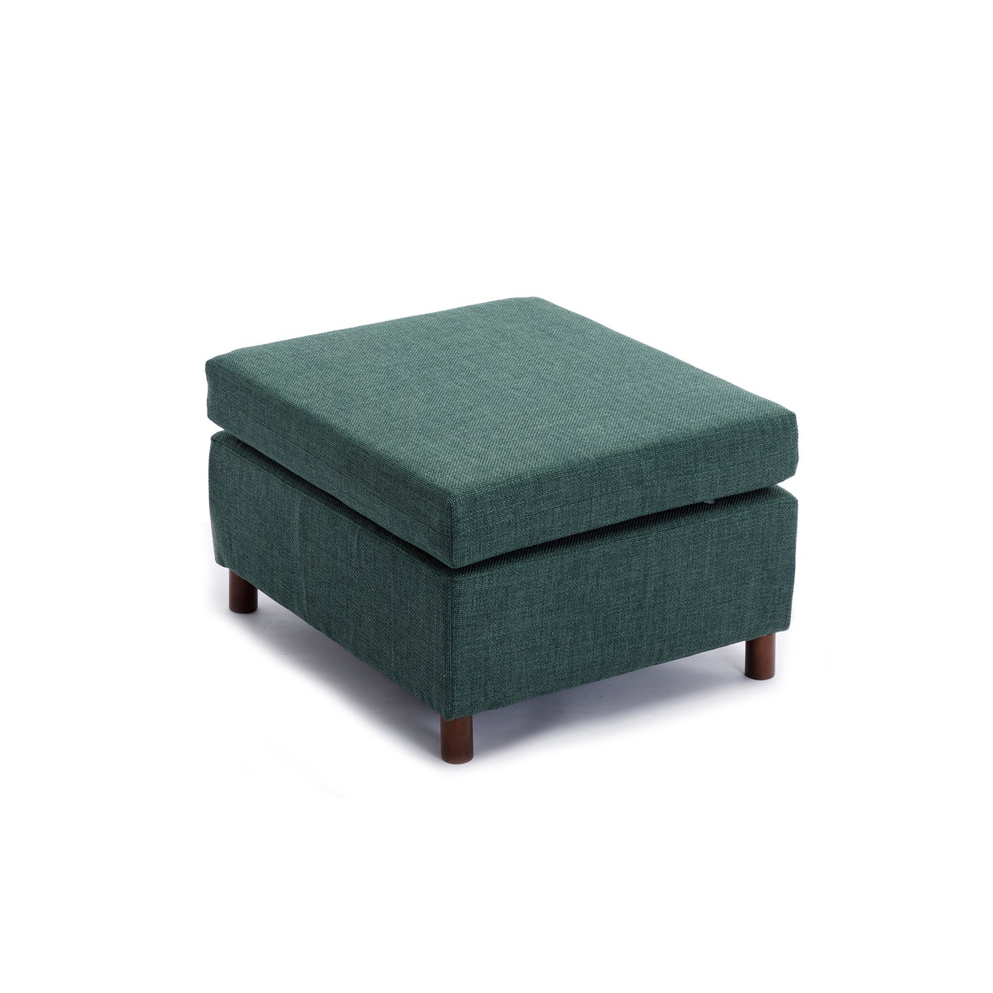 Modular Green Sectional Sofa Set with Ottoman and High-Quality Linen Fabric