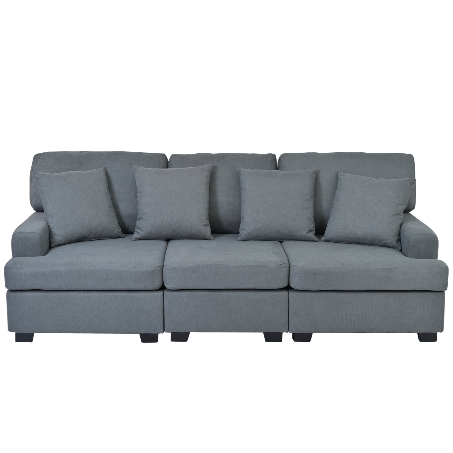 U_STYLE 3 Seat Sofa with Removable Back and Seat Cushions and 4 Comfortable Pillows