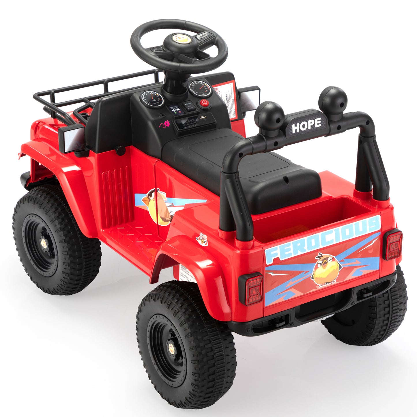 Red Little Bird Jeep - Children's Electric Ride-On Toy Car with Entertainment Features