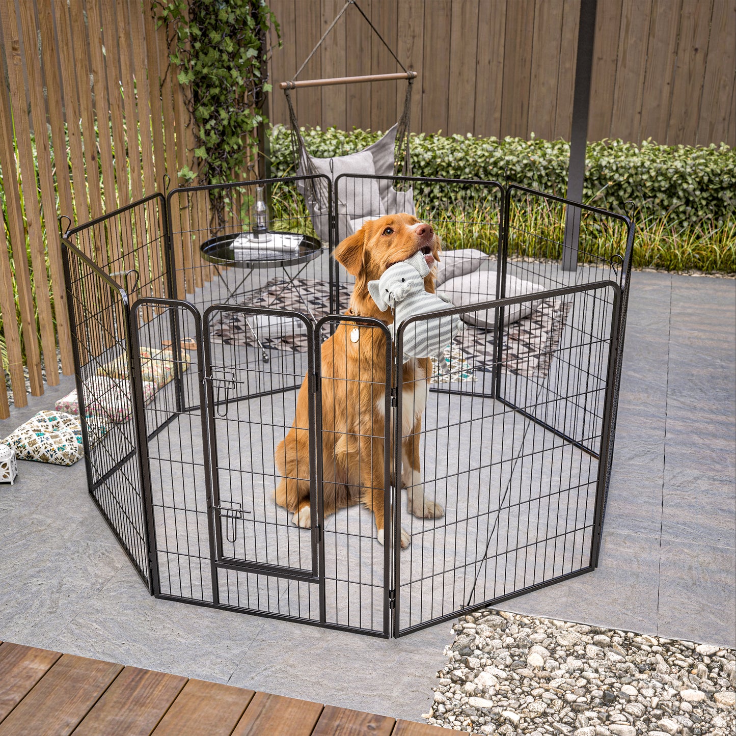 Heavy Duty Dog Pens Outdoor Dog Fence Dog Playpen for Large Dogs, 40"Dog Kennel Outdoor Pet Playpen with Doors 8 Panels Metal Exercise Pens Puppy Playpen Temporary Camping Fence for the Yard