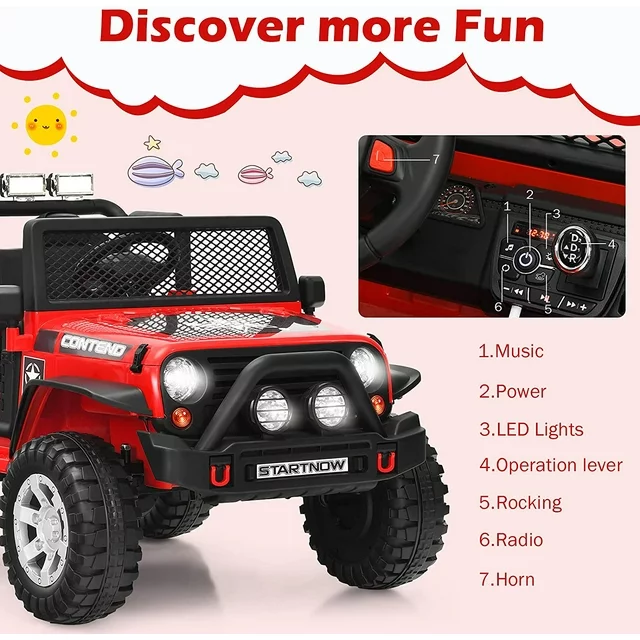 12V Electric Kids Ride On Truck Car with Remote Control and Music Options