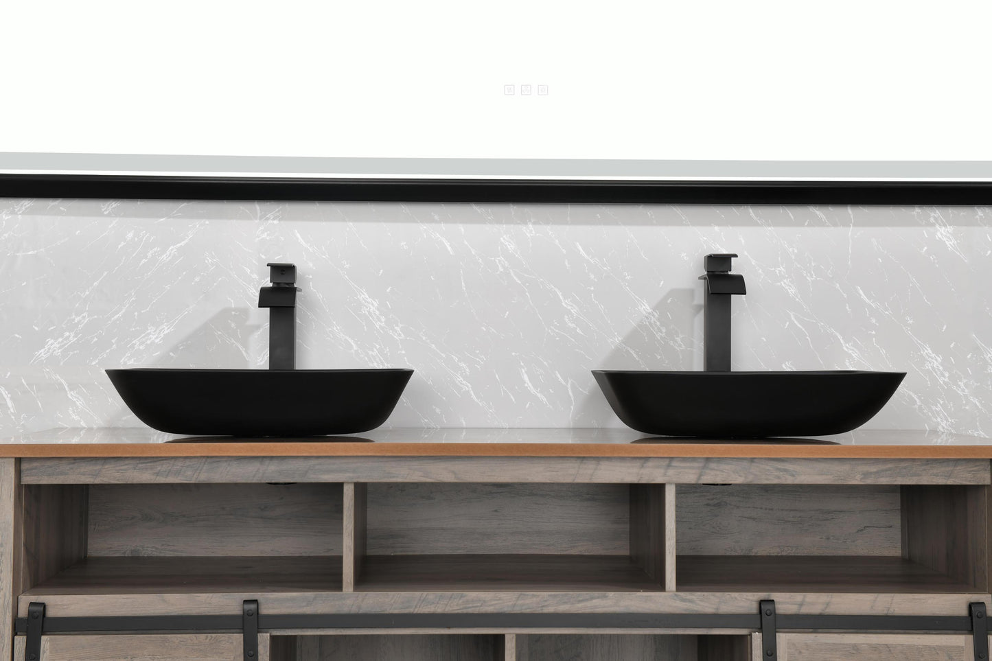 Black Matte Glass Vessel Bathroom Sink Set with Faucet and Drain