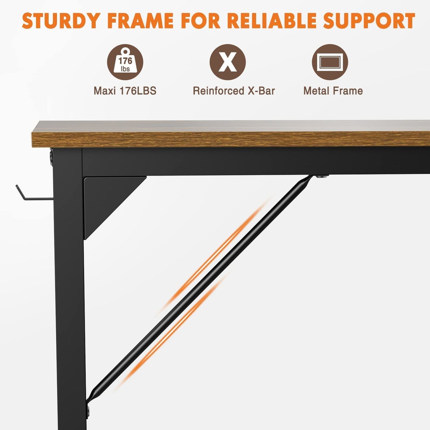 Contemporary Brown Wooden Desk with Storage, Ideal for Home Office