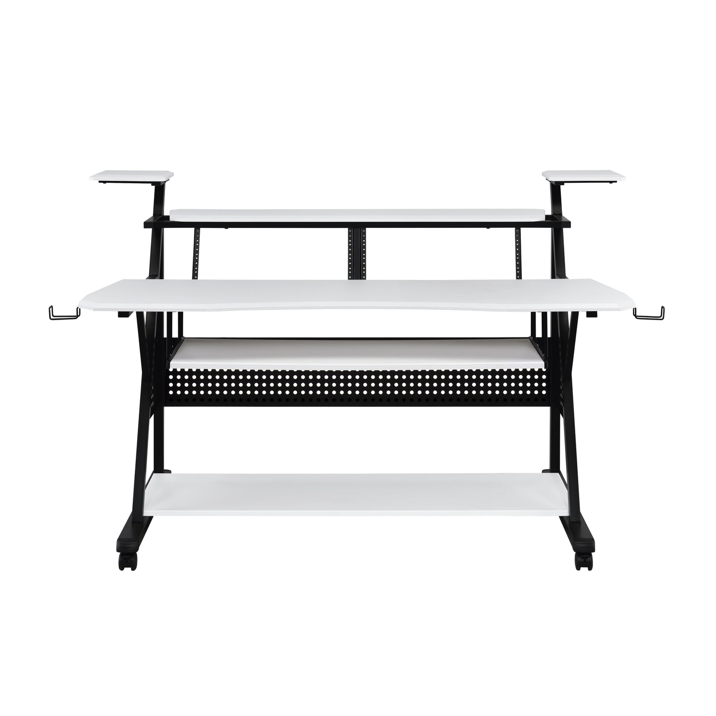 Sleek Willow Industrial Music Desk in White & Black Finish