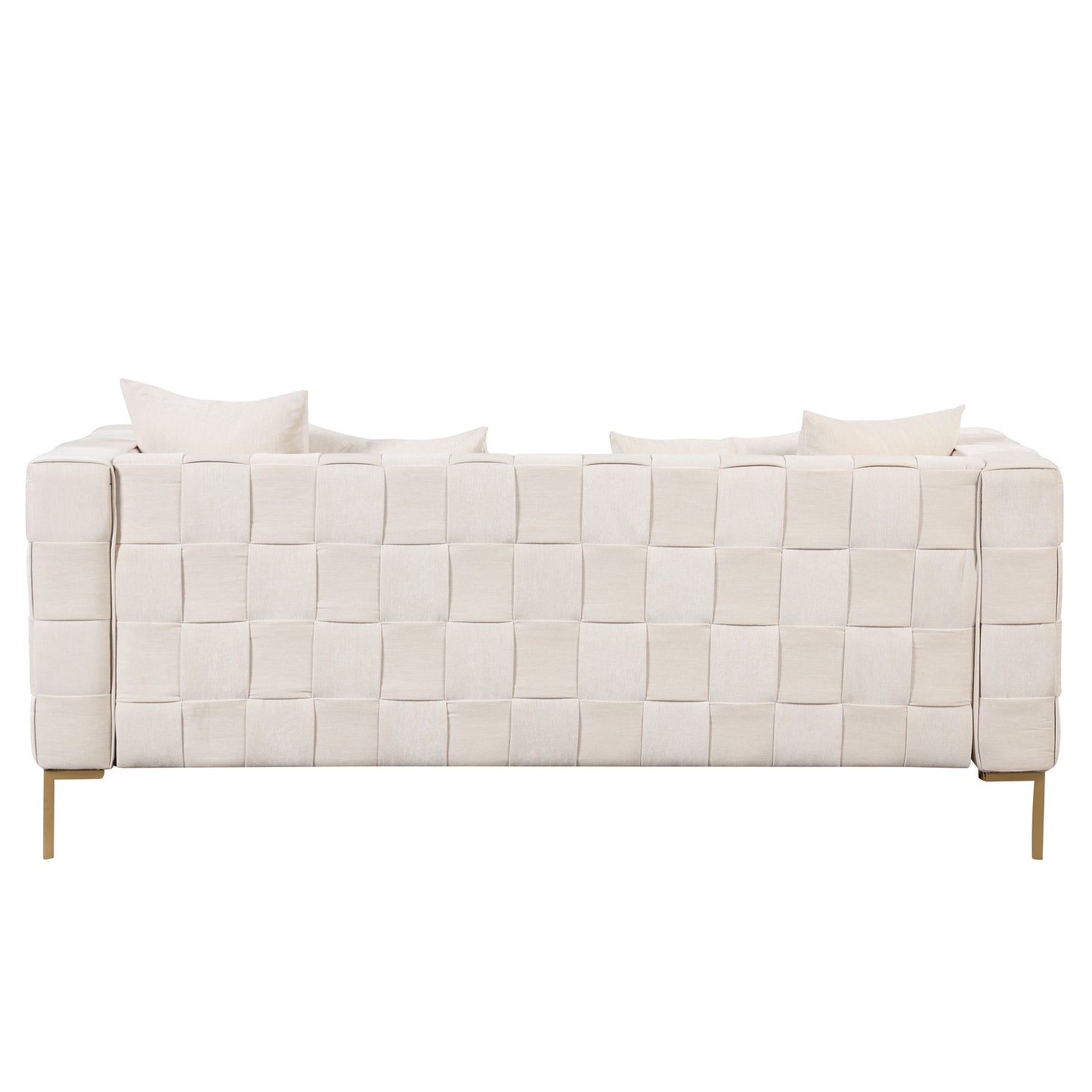 80.5 Modern Upholstered Sofa with Golden Metal Legs and Pillows