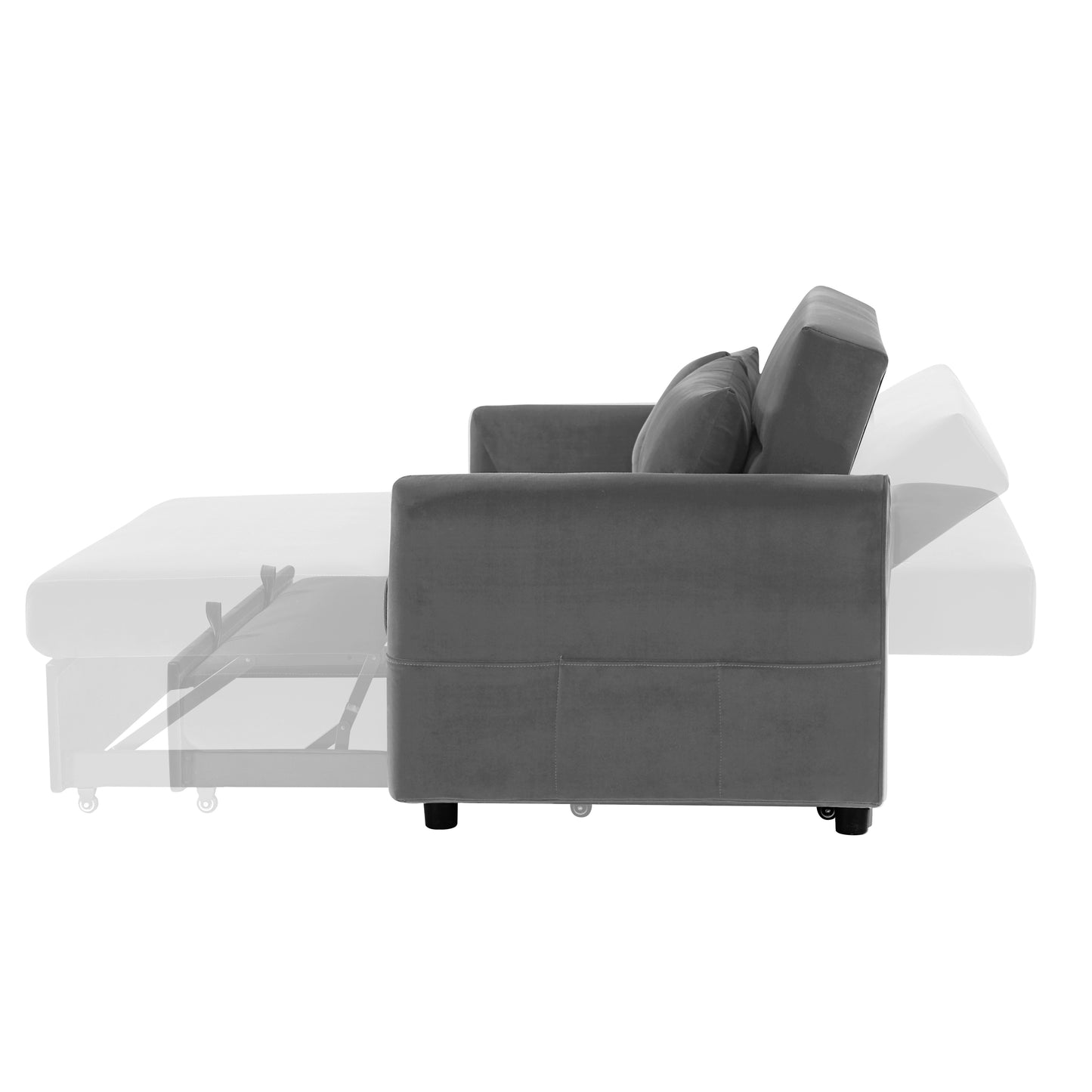 Convertible Dark Gray Sofa Bed with Adjustable Backrest