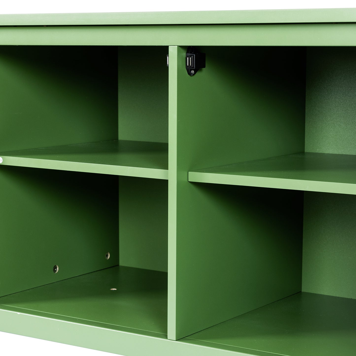 Stylish 71-Inch TV Cabinet with Rainbow Glass Doors and Retro Green Finish