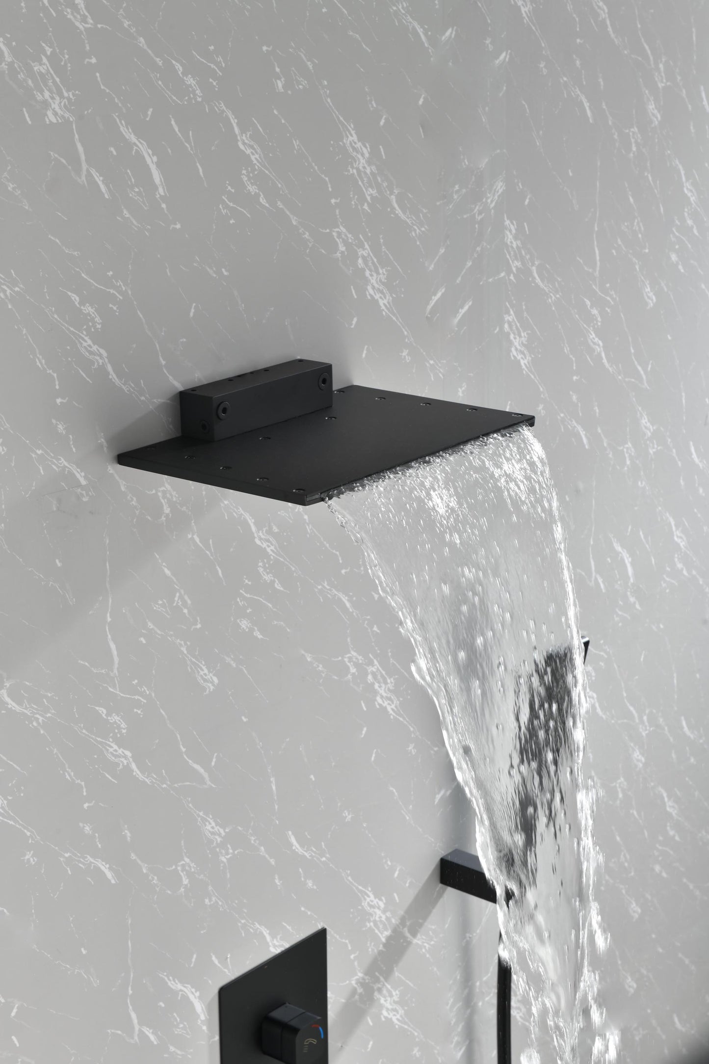 Luxurious Wall-Mounted Waterfall Shower System with Handheld Shower