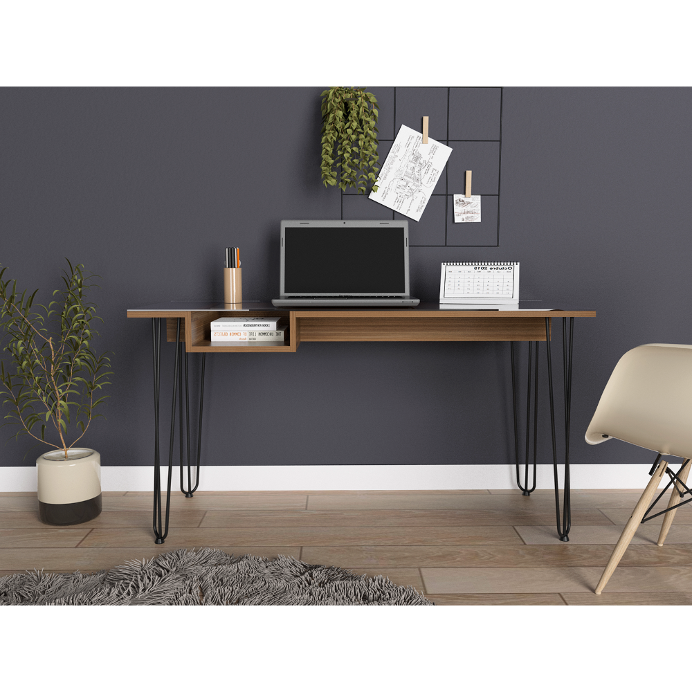 Mahogany Finish Baxter 140 Desk with One Shelf and Four Legs