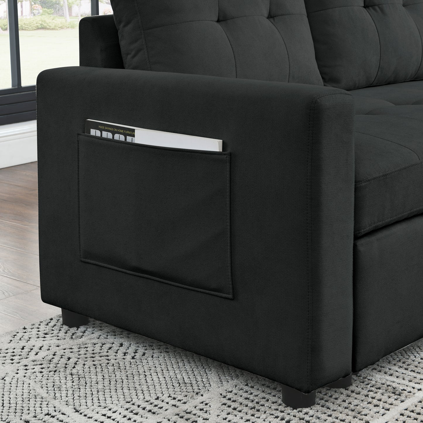 Transformable Sleeper Sectional Sofa with Storage Chaise - Ideal for Small Space Living Room