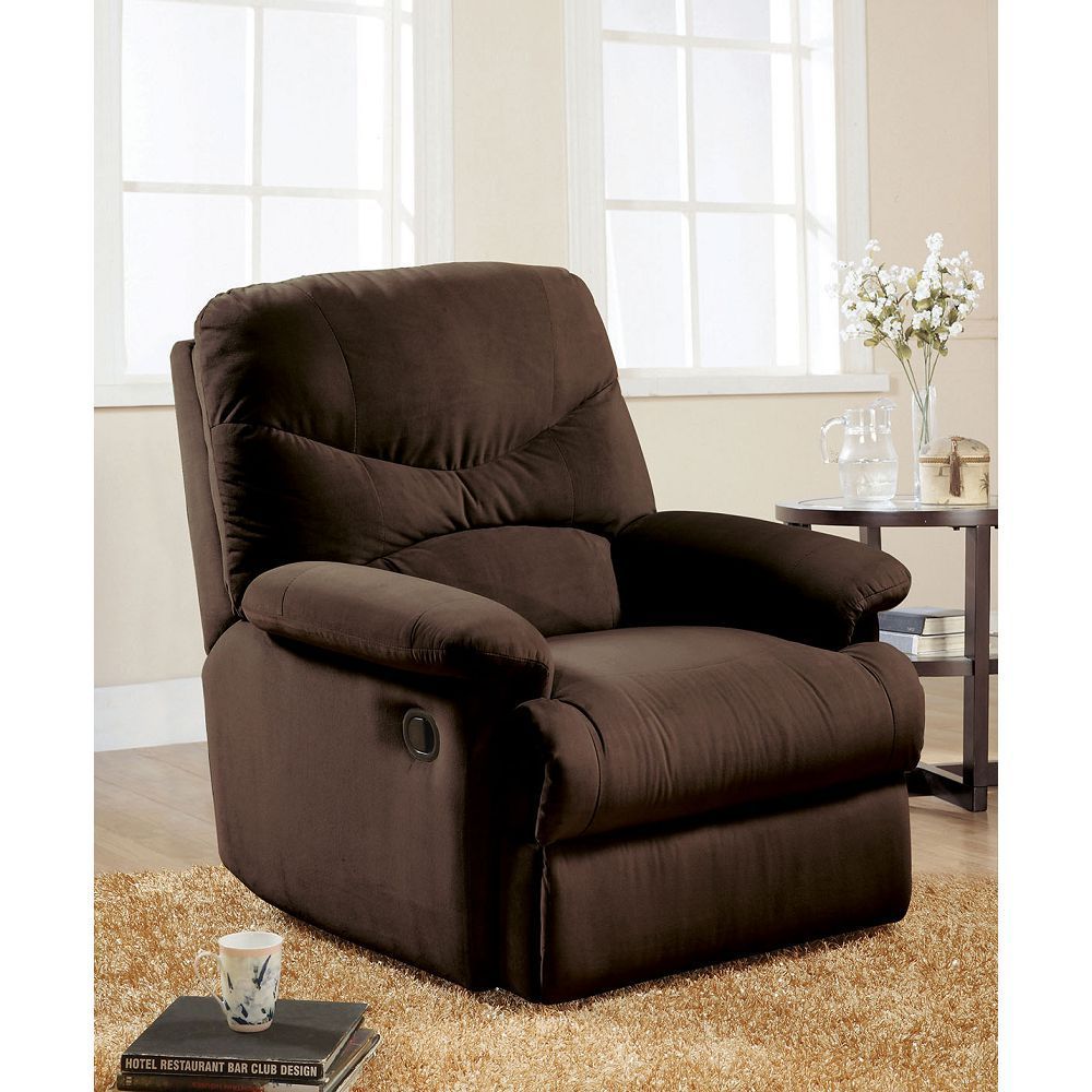 Arcadia Glider Recliner in Chocolate Microfiber with Motion Function