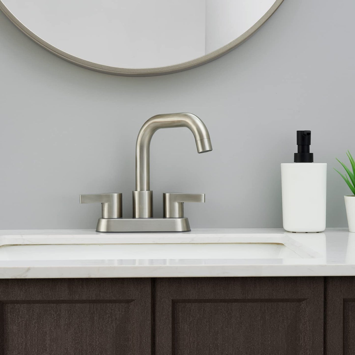 Modern Brushed Nickel 2-Handle Bathroom Sink Faucet