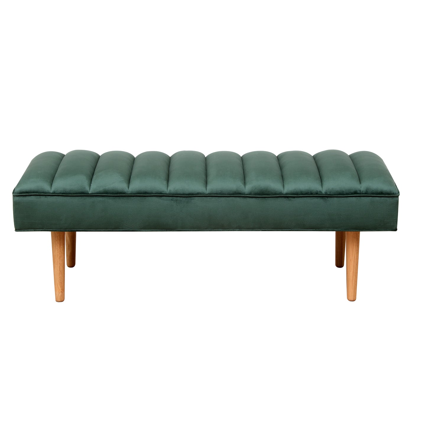 Accent Channel Tufted Ottoman Green Velvet End of Bed Bench for Bedroom, Living Room, Entryway (Green)