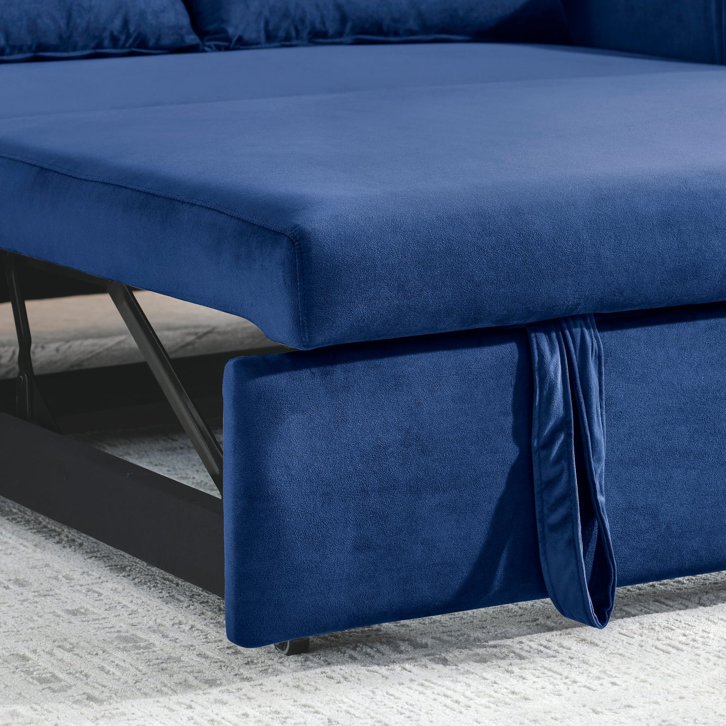 55 Convertible Velvet Sofa Bed with Adjustable Backrest and Storage Pockets