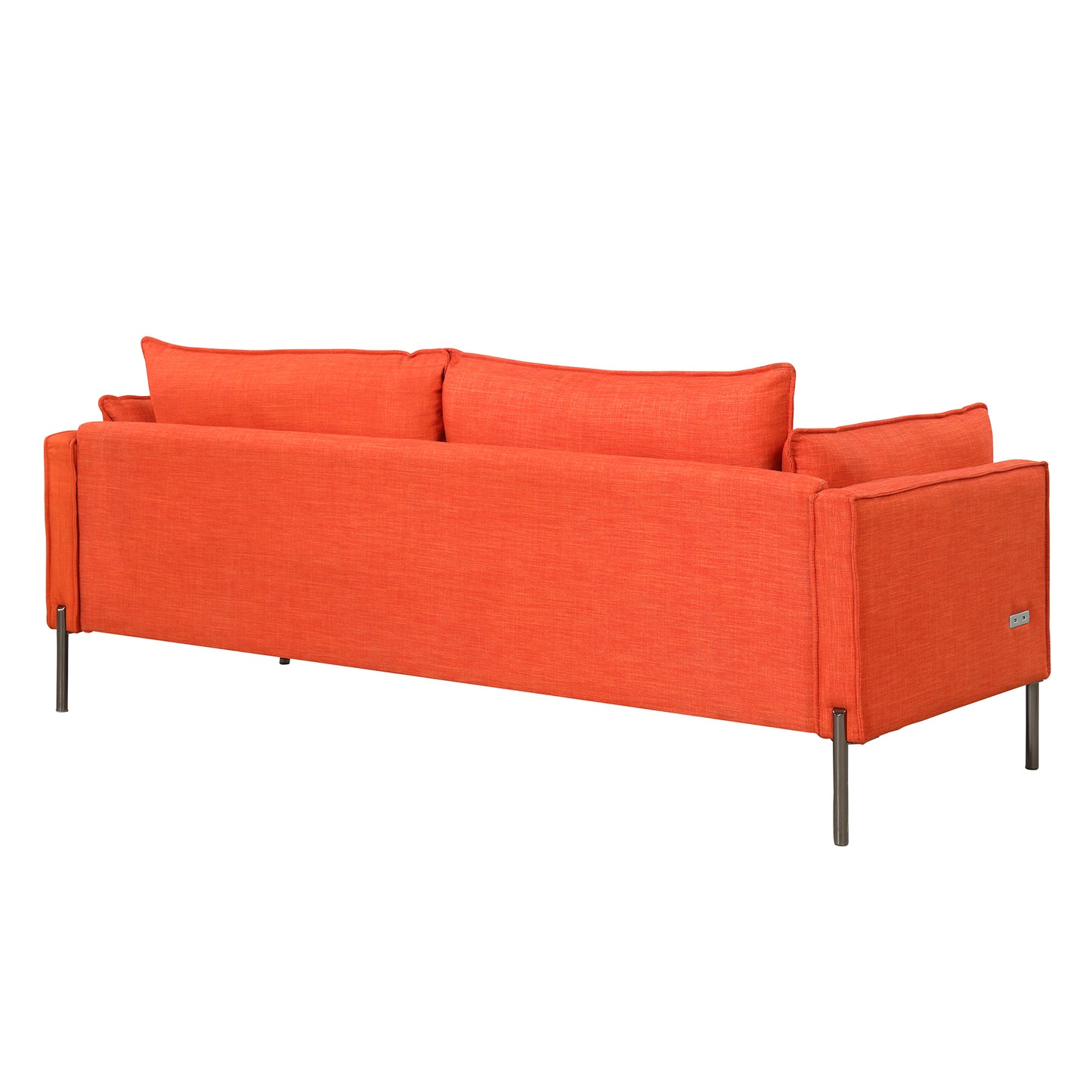 76.2 Modern Style 3 Seat Sofa with USB Charging Ports and Bolster Pillows