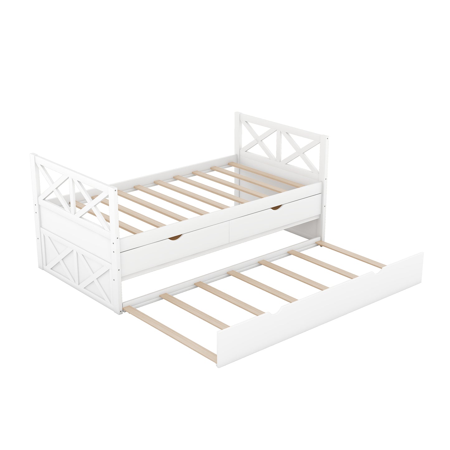 Multi-Functional Daybed with Drawers and Trundle, White