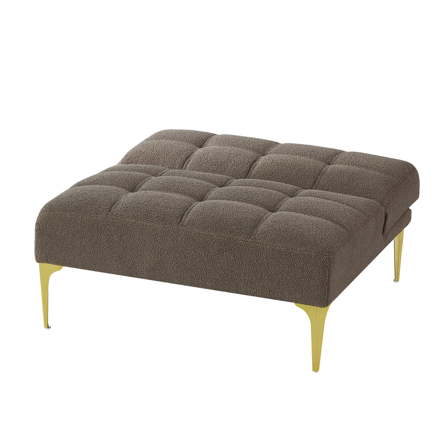 Convertible sofa bed single chair futon with gold metal legs teddy fabric (Taupe)