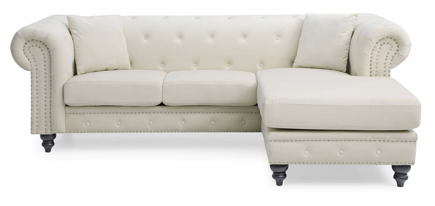 Nola G0357B-SC Ivory Velvet Sofa Chaise