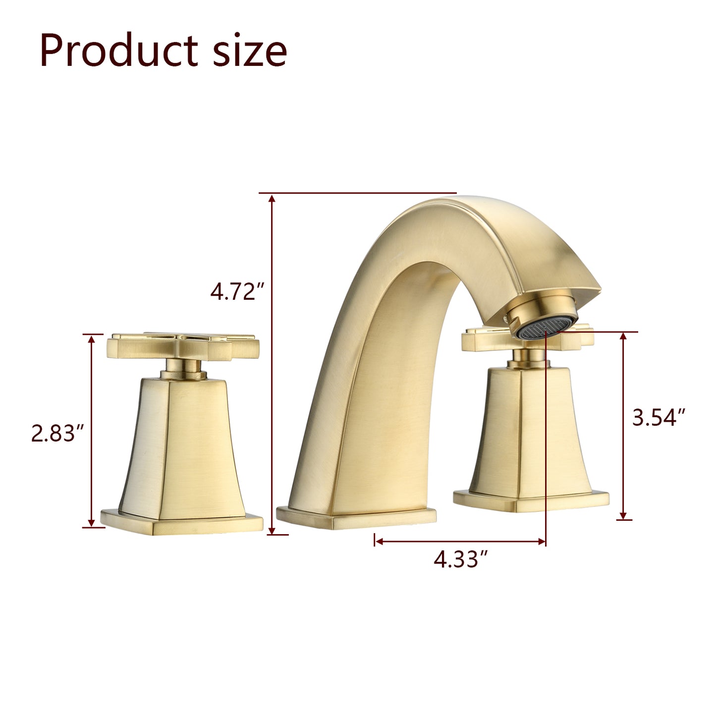 Luxury Brushed Gold Widespread Bathroom Faucet with 2 Handles and Drain Assembly