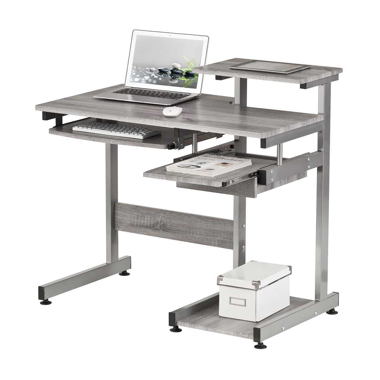 Techni Mobili Grey Computer Workstation Desk