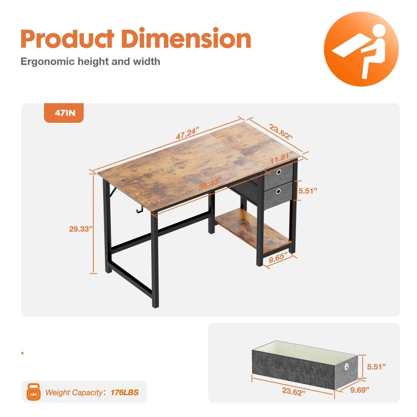 Vintage Rustic Writing Desk with Ample Storage Space and Stylish Design