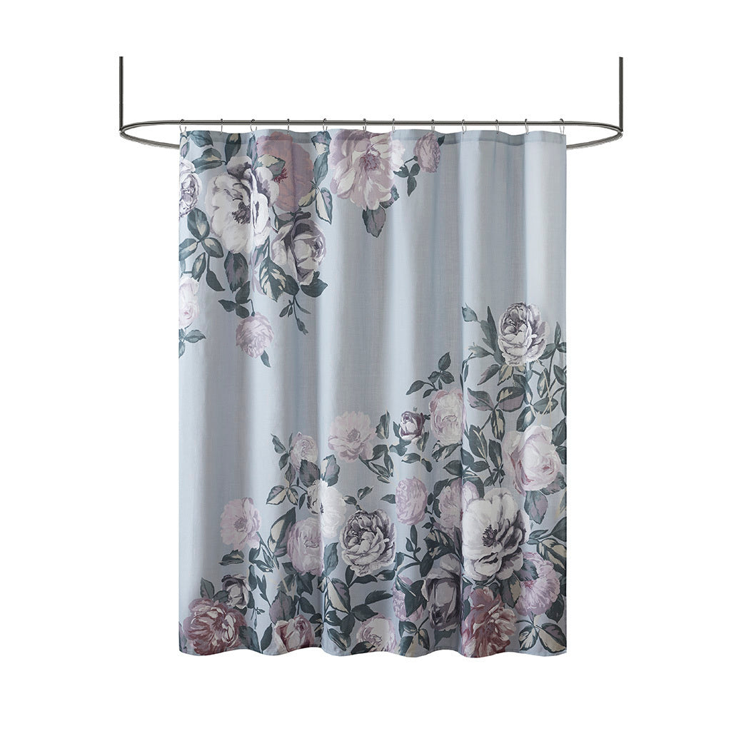 Elegant Cotton Floral Print Shower Curtain with Oeko-Tex Certification