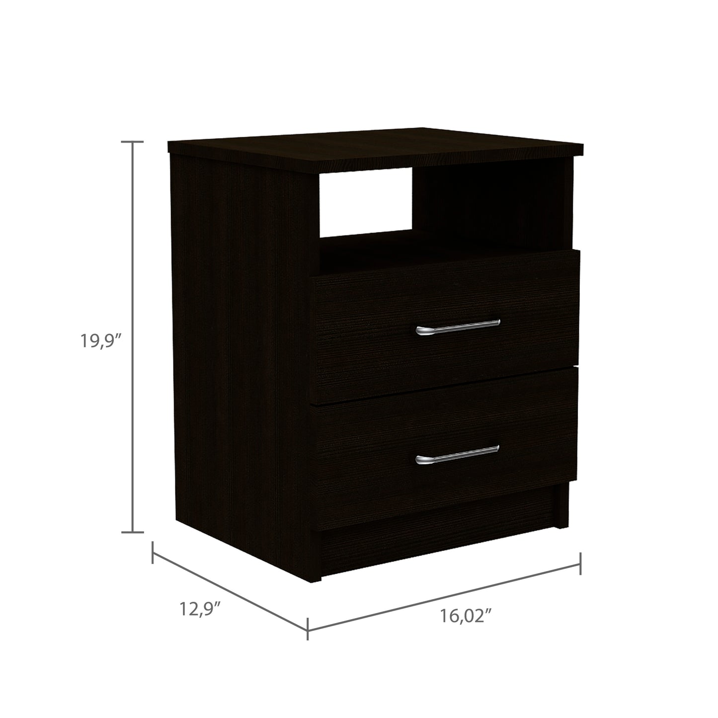 Brookeline 2-Drawer 1-Shelf Rectangle Nightstand Black Wengue