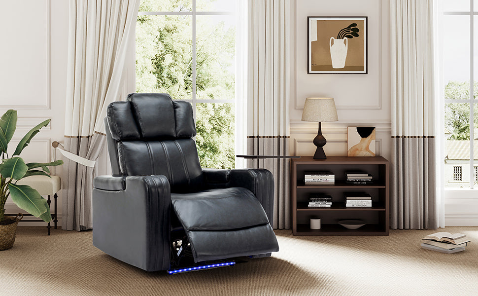 Home Theater Power Recliner with Cooling Cup Holder, Bluetooth Speaker, LED Lights, and USB Ports