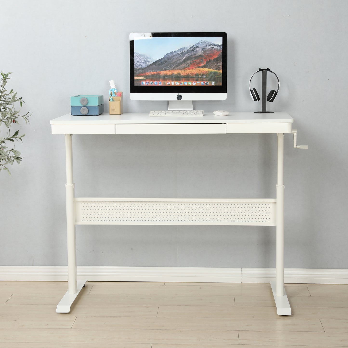 Adjustable Home Office Standing Desk with Storage Drawer