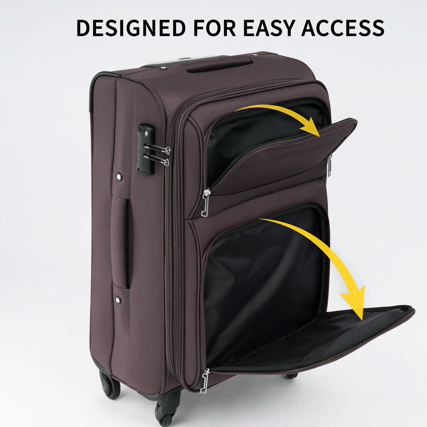 Softside Luggage Expandable 3 Piece Set Suitcase Upright Spinner Softshell Lightweight Luggage Travel Set