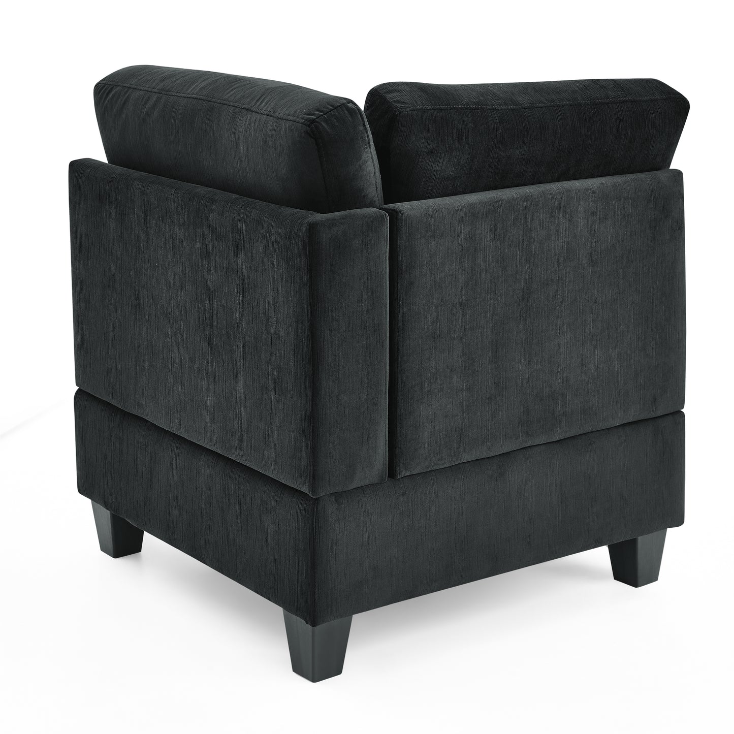 Convertible Modular Sectional Sofa in Black Velvet (31.5x31.5x36.5)