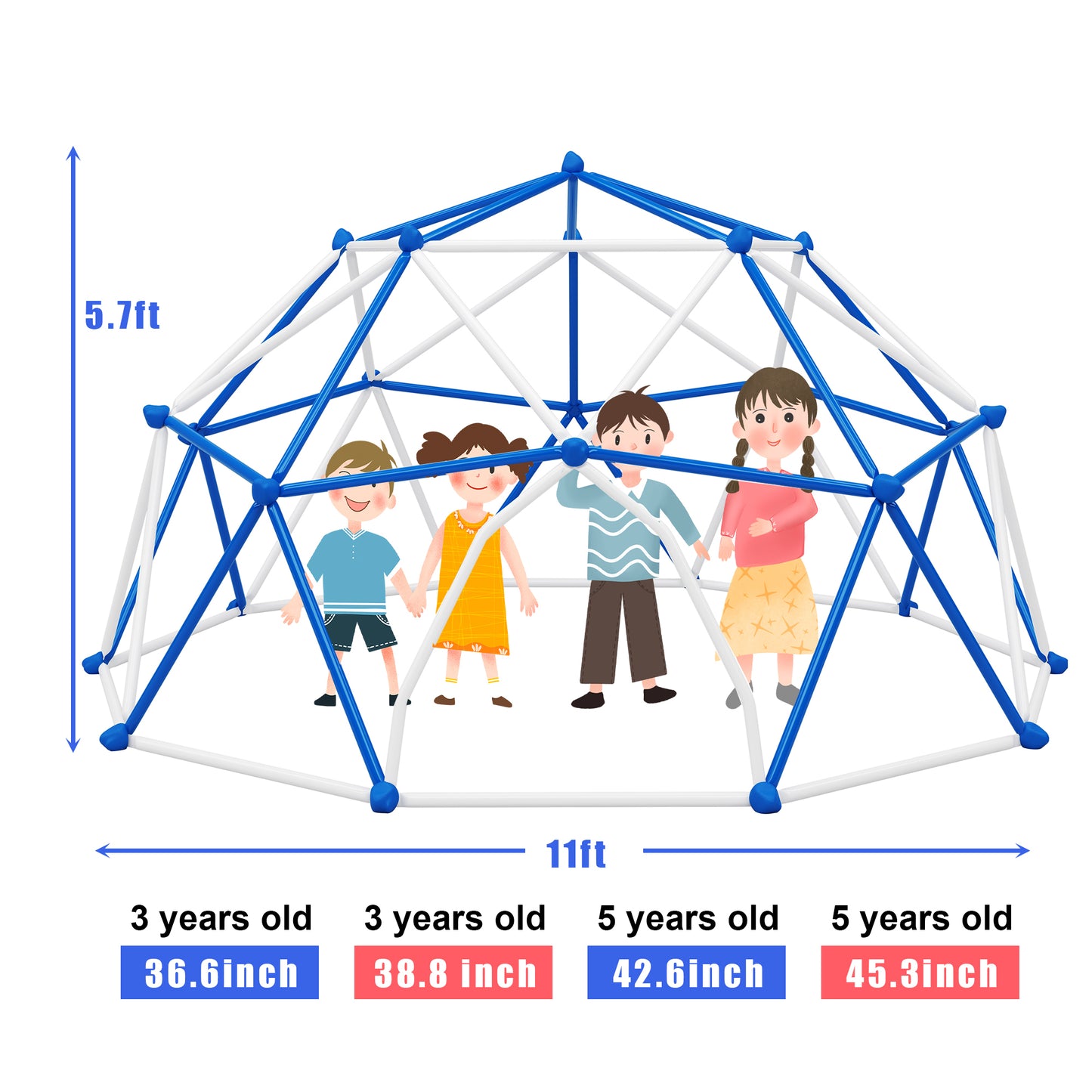 Geometric Dome Climber Play Center - 11ft, Rust & UV Resistant Steel, 900 LBS Capacity